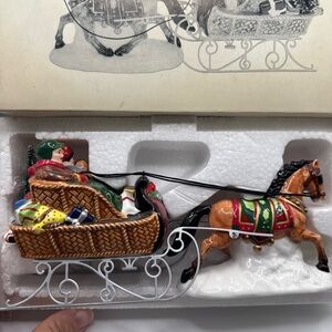 Festive Sleigh with Horse Figurine
